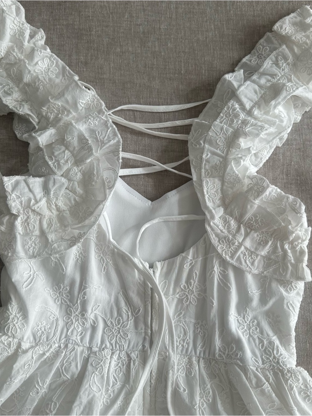 Altar’d State White Floral Ruffled Mini Lace Summer Sleeveless Dress NEW Sz XS - Picture 7 of 11